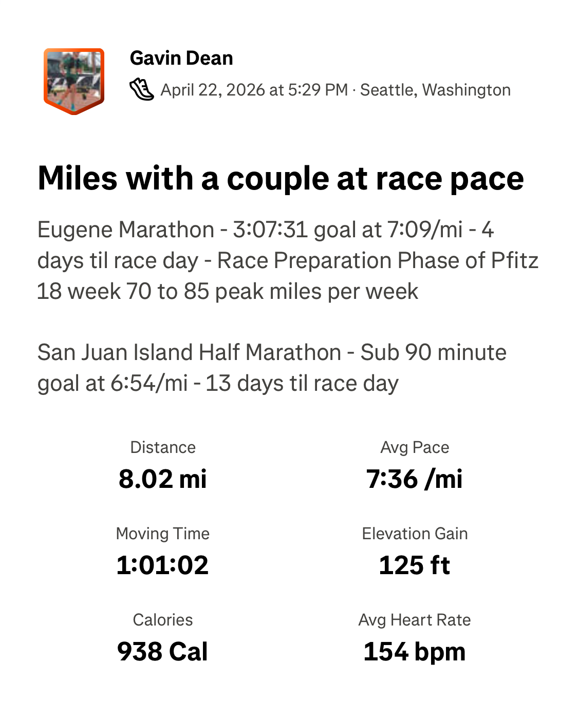 Strava activity screenshot with your upcoming races displayed